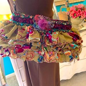 Mary Frances Ruffled and dreaded Shoulder Bag
